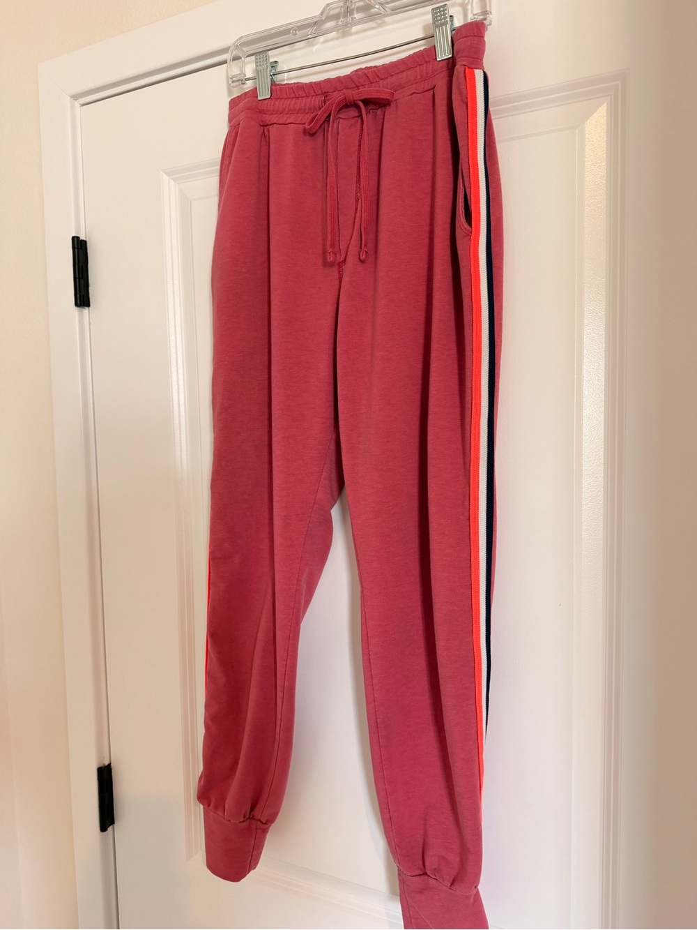 Sundry Pink Jogger Sweatpants Red Navy White Stripes (Size 1 - Small)